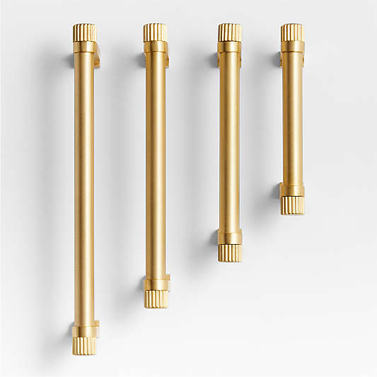 Modern 5" Fluted Brushed Brass Cabinet Drawer Bar Pull