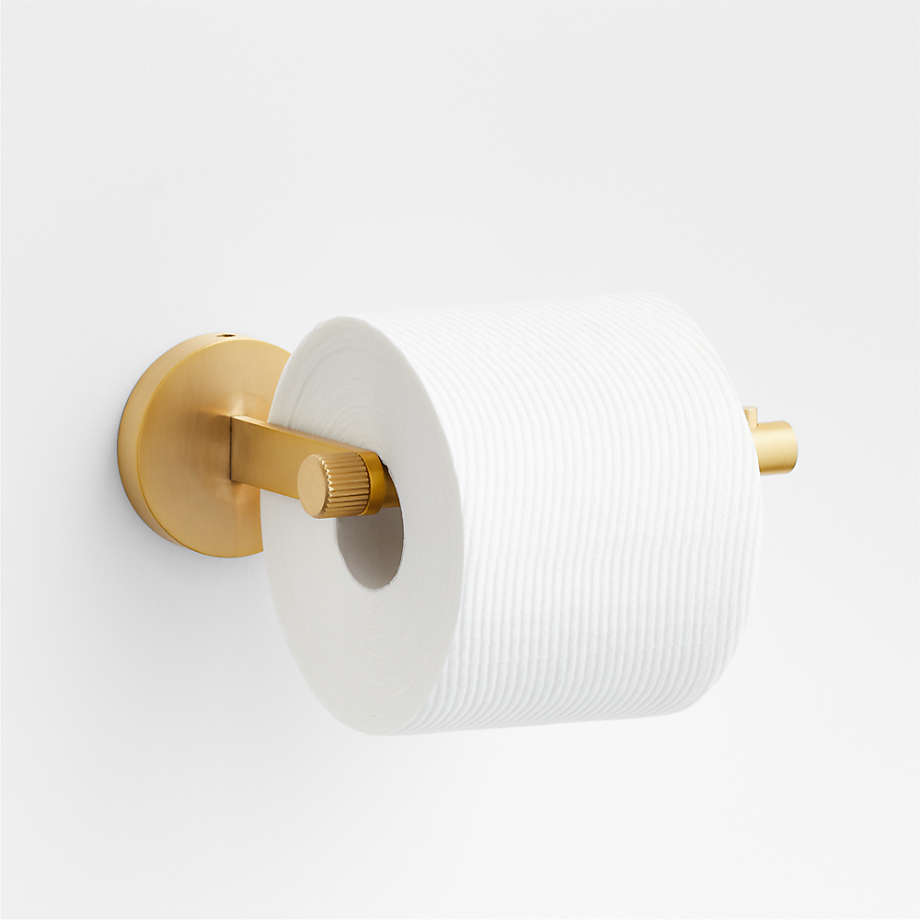 Modern Fluted Brushed Brass Wall-Mounted Toilet Paper Holder
