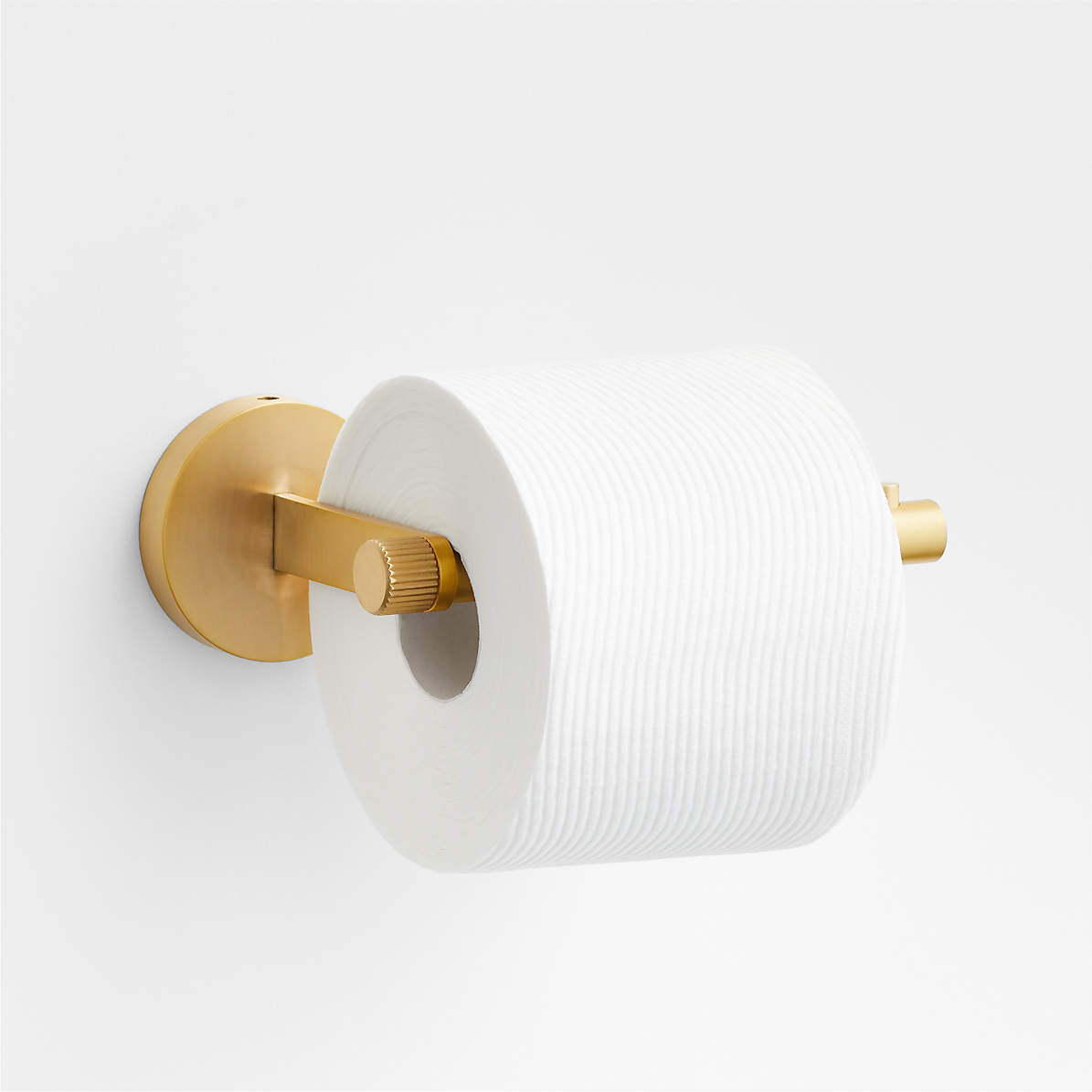 Modern Fluted Brushed Brass Wall-Mounted Toilet Paper Holder