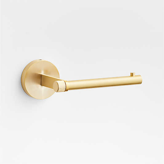 Modern Fluted Brushed Brass Wall-Mounted Toilet Paper Holder