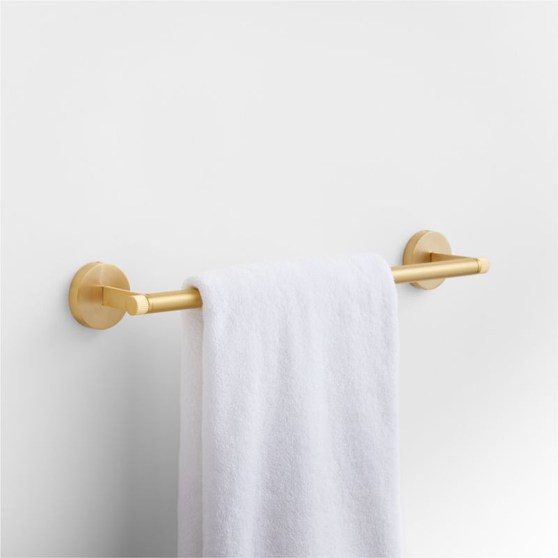 Modern Fluted Brushed Brass Bath Towel Bar 18"