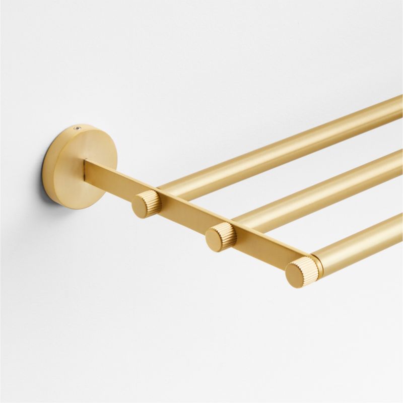 Modern Fluted Brushed Brass Wall-Mounted Bathroom Towel Rack - image 2 of 3