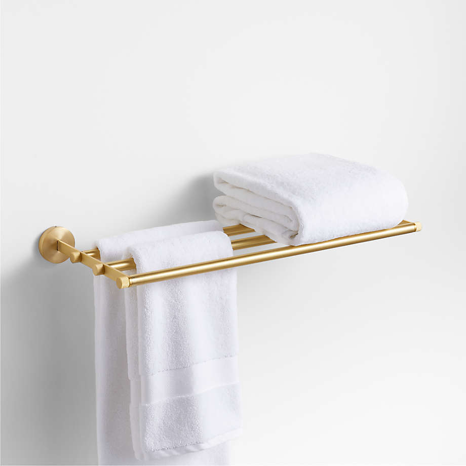 Modern Fluted Brushed Brass Wall-Mounted Bathroom Towel Rack