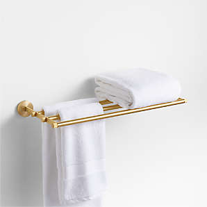 Teak Towel Holder for Bathroom Wall Adhesive Matte Gold Towel Rack