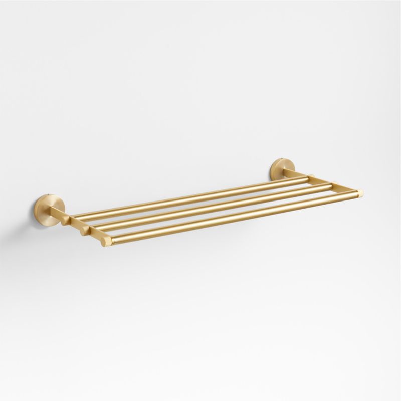 Modern Fluted Brushed Brass Wall-Mounted Bathroom Towel Rack - image 1 of 3