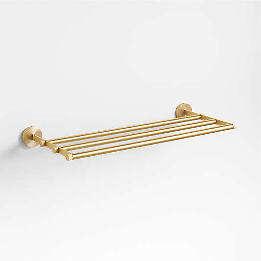 Modern Fluted Brushed Brass Wall-Mounted Bathroom Towel Rack