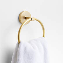 Modern Fluted Brushed Brass Bathroom Hand Towel Ring + Reviews | Crate & Barrel