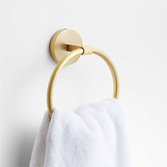 Modern Fluted Brushed Brass Bathroom Hand Towel Ring