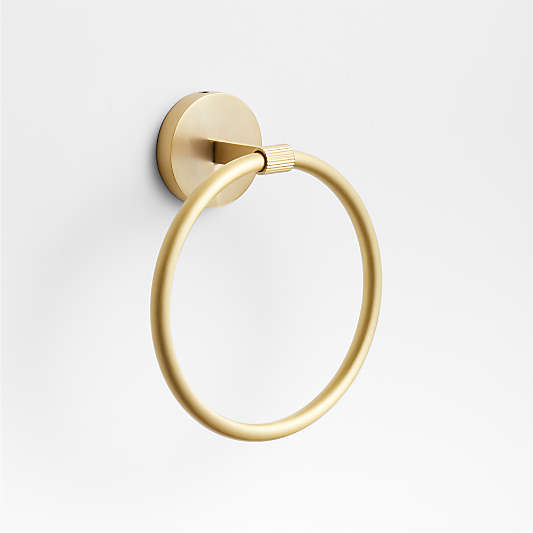 Modern Fluted Brushed Brass Bathroom Hand Towel Ring