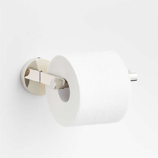 Modern Fluted Polished Chrome Wall-Mounted Toilet Paper Holder