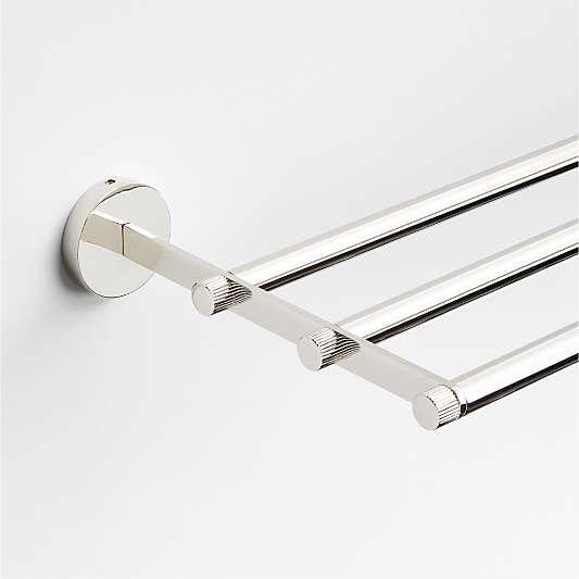 Modern Fluted Polished Chrome Wall-Mounted Bathroom Towel Rack