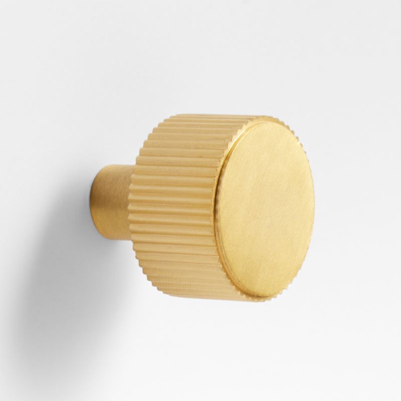 Modern Fluted Brushed Brushed Brass Cabinet Knob
