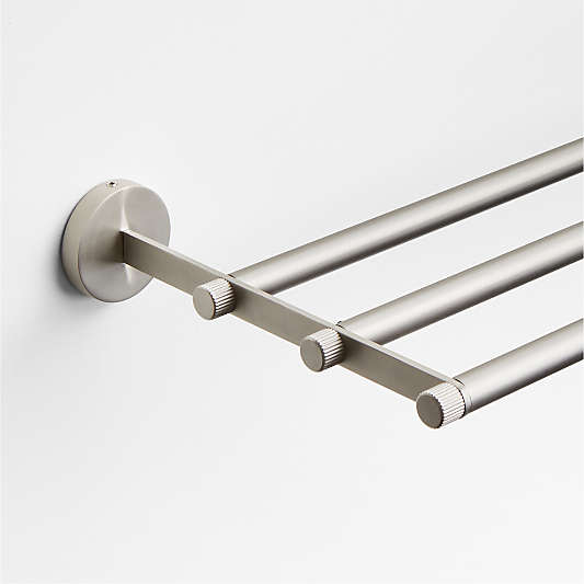 Modern Fluted Brushed Nickel Wall-Mounted Bathroom Towel Rack