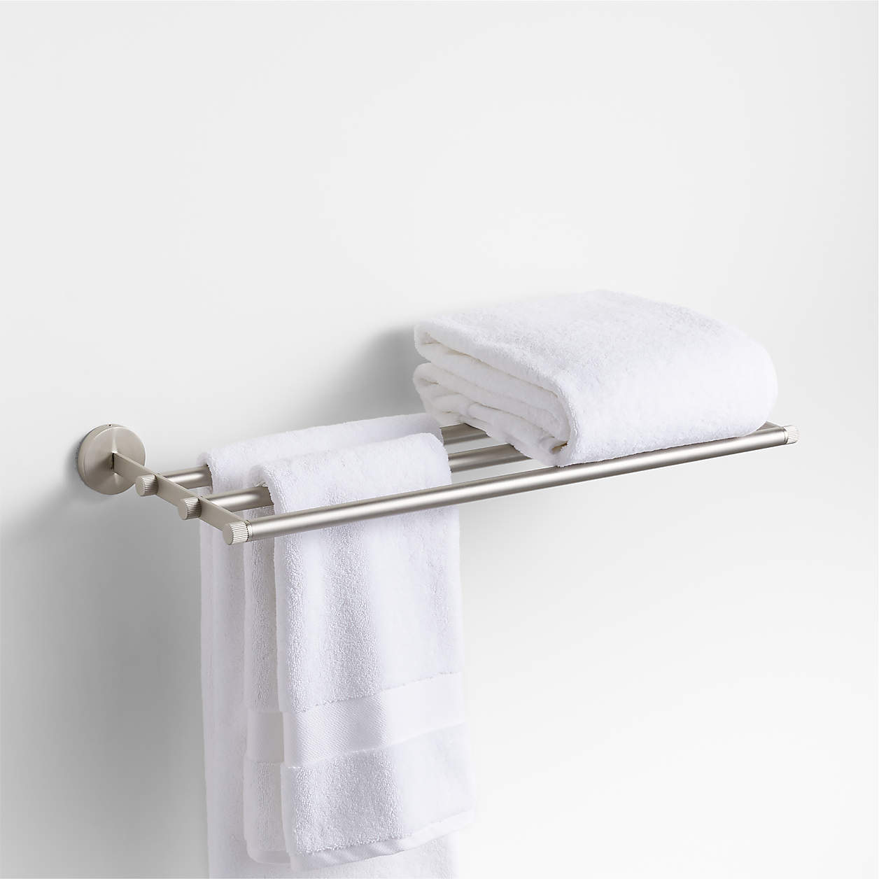 Modern Fluted Brushed Nickel Wall-mounted Bathroom Towel Rack 