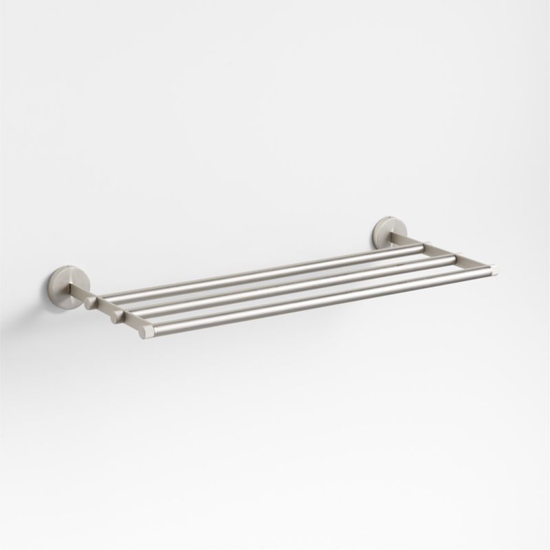 Modern Fluted Brushed Nickel Wall-Mounted Bathroom Towel Rack