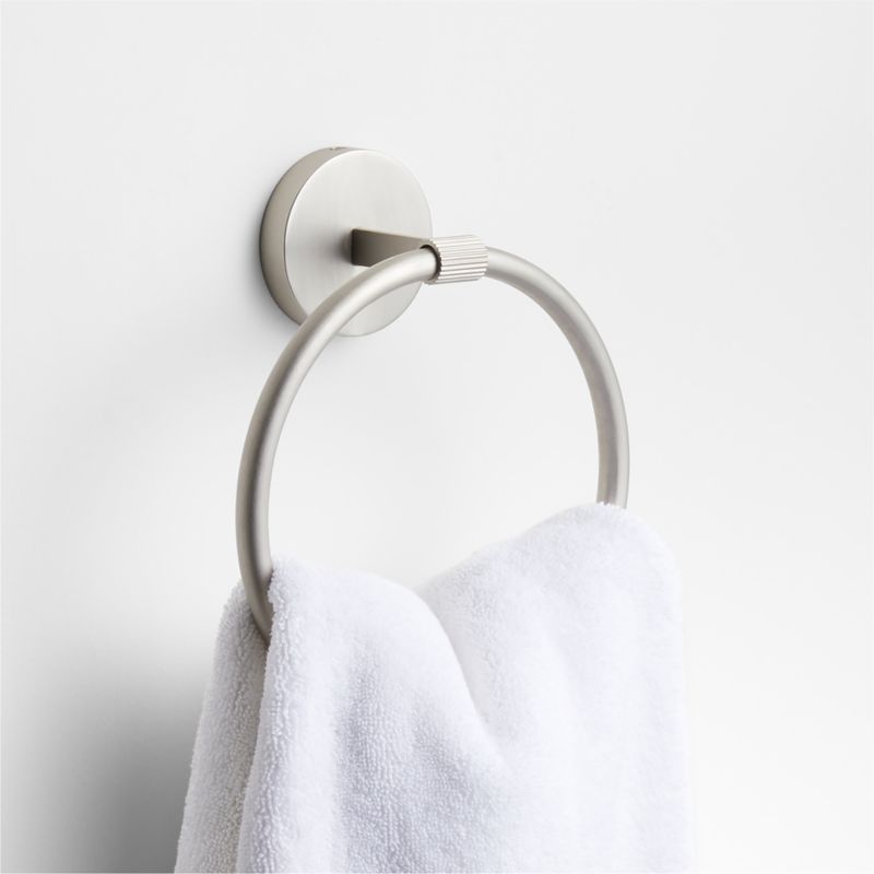 Modern Fluted Brushed Nickel Bathroom Hand Towel Ring