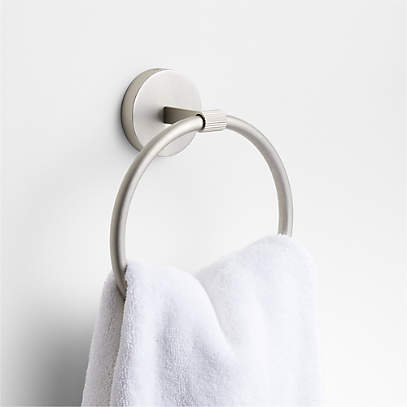 Modern Fluted Brushed Nickel Bathroom Hand Towel Ring + Reviews | Crate &  Barrel