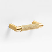 Modern Knurled 3" Brushed Brass Cabinet Pull