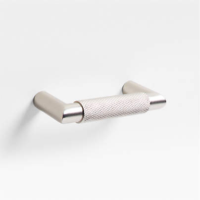 Modern Knurled 3" Brushed Nickel Cabinet Pull