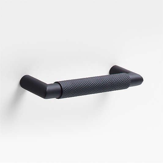 Modern Knurled 4" Matte Black Cabinet Pull