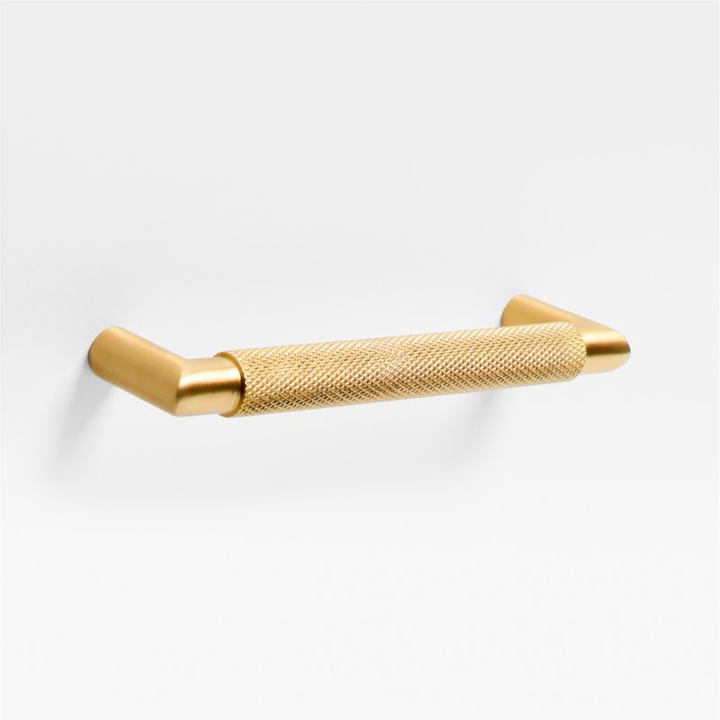 Modern Knurled 5" Brushed Brass Cabinet Pull - image 0 of 5