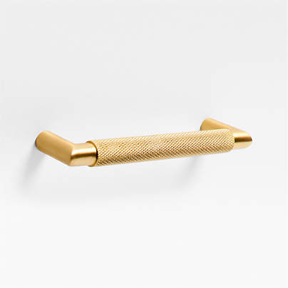 Modern Knurled 5" Brushed Brass Cabinet Pull