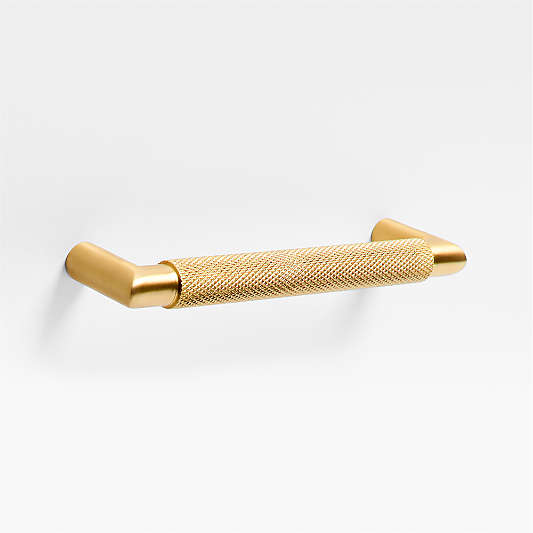 Modern Knurled 5" Brushed Brass Cabinet Pull