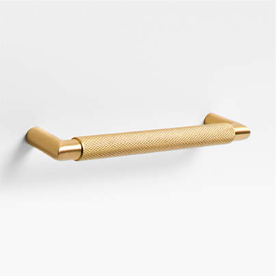 Modern Knurled 6" Brushed Brass Cabinet Pull