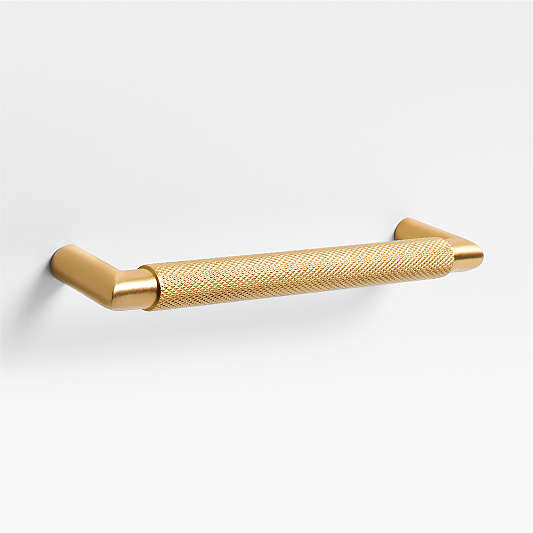 Modern Knurled 6" Brushed Brass Cabinet Pull