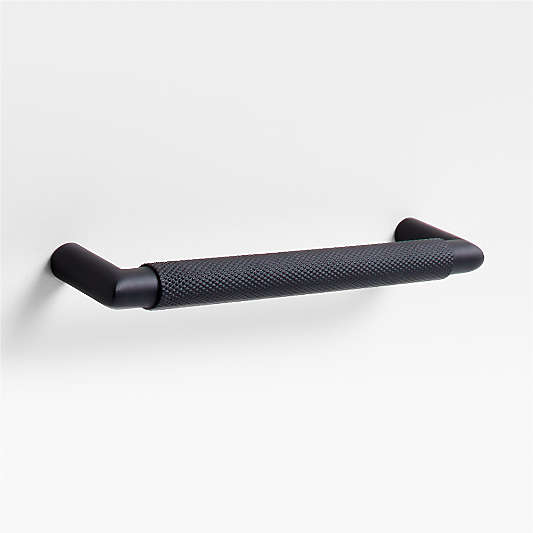 Modern Knurled 6" Matte Black Cabinet Pull