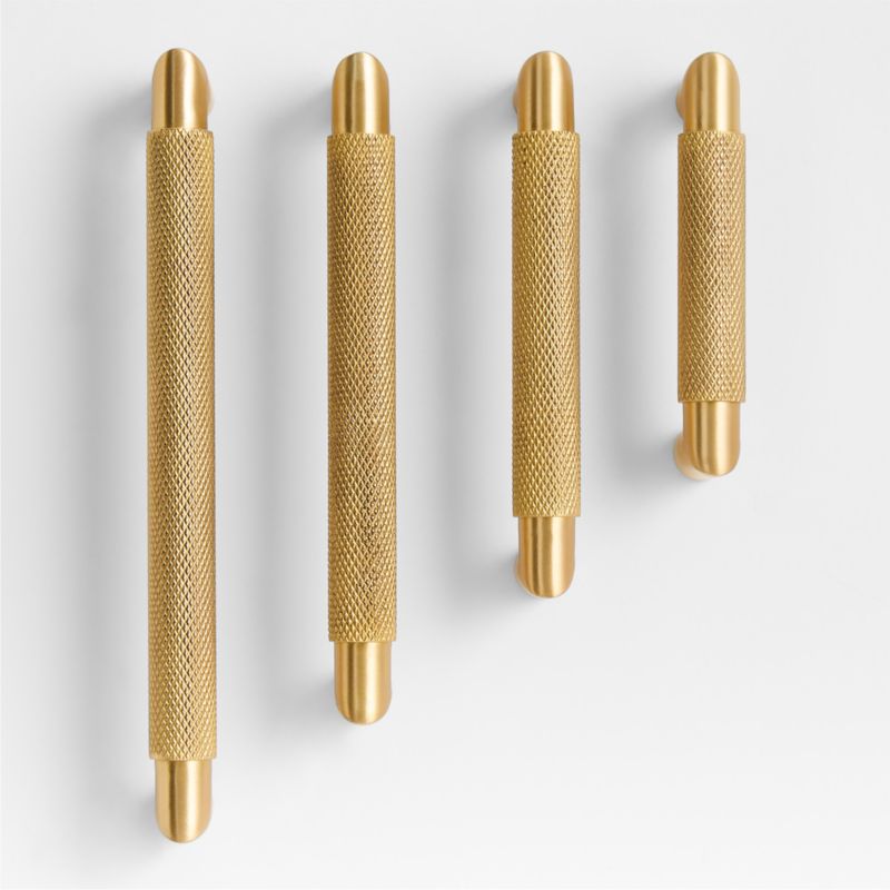 Modern Knurled 5" Brushed Brass Cabinet Pull - image 1 of 5