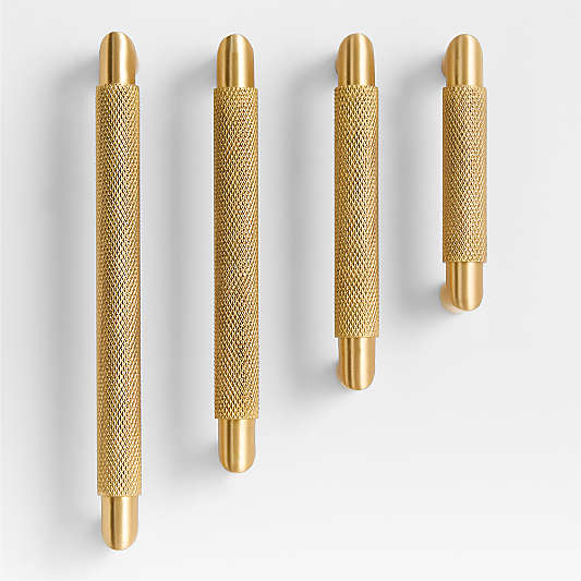 Modern Knurled Brushed Brass Cabinet Pulls