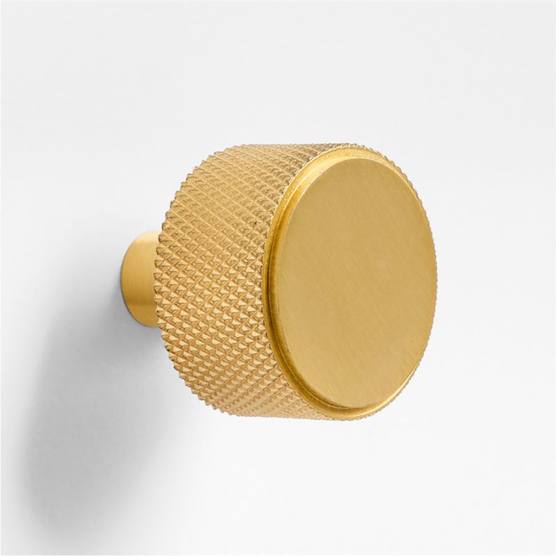 Modern Knurled Brushed Brass Knob - image 0 of 5