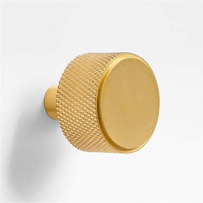 Modern Knurled Brushed Brass Knob