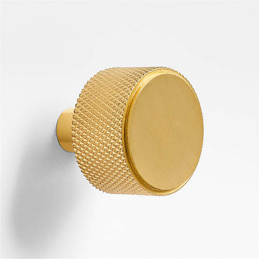 Modern Knurled Brushed Brass Knob