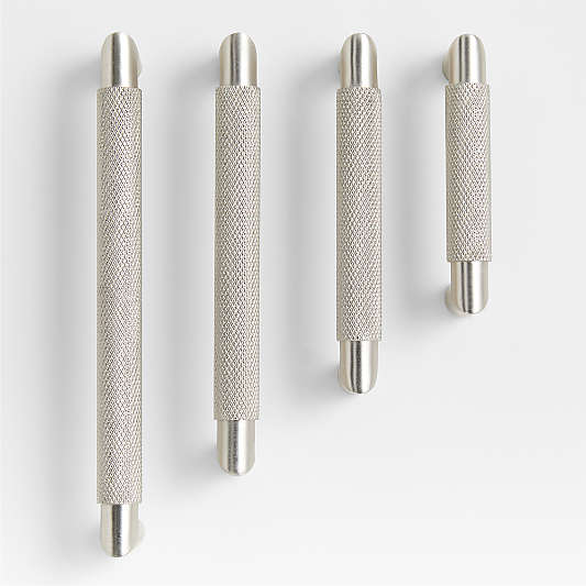 Modern Knurled Brushed Nickel Cabinet Pulls