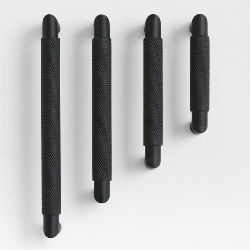 Modern Knurled 4" Matte Black Cabinet Pull - image 1 of 4