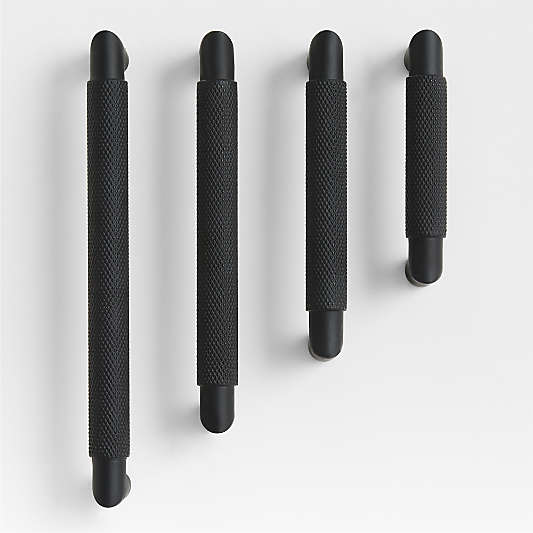 Modern Knurled Matte Black Cabinet Pulls