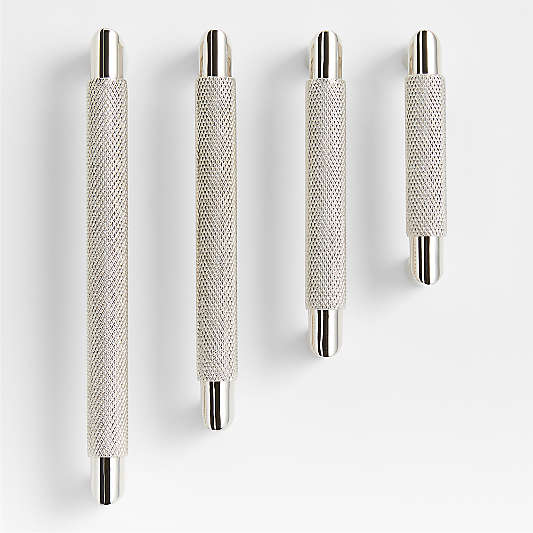 Modern Knurled Polished Chrome Cabinet Pulls