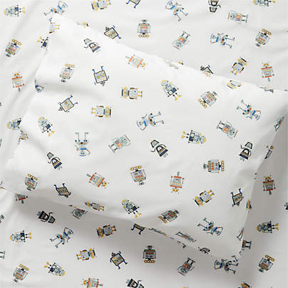 Stay Cool Modern Robot Organic Cotton Kids Pillowcase