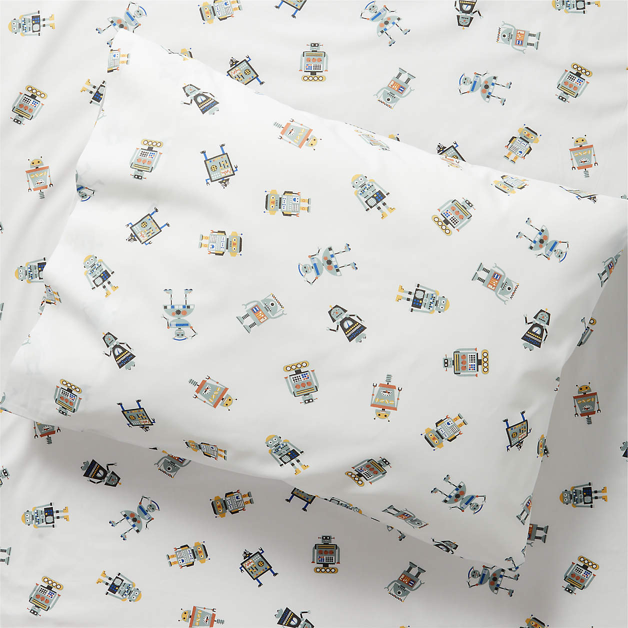 Modern Robot Organic Cotton Kids Pillowcase + Reviews Crate & Kids