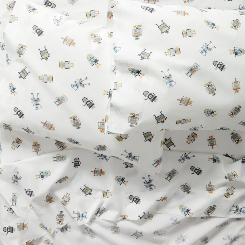 Stay Cool Modern Robot Organic Cotton Kids Queen Sheet Set - image 0 of 4