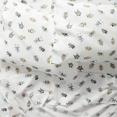 Stay Cool Modern Robot Organic Cotton Kids Full Sheet Set