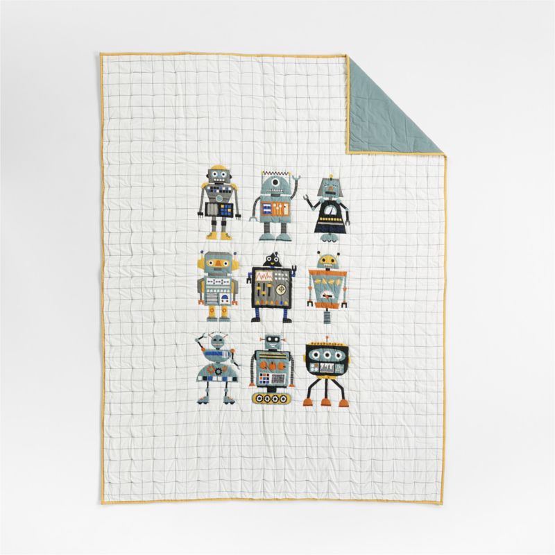 Modern Robot Organic Cotton Kids Twin Quilt