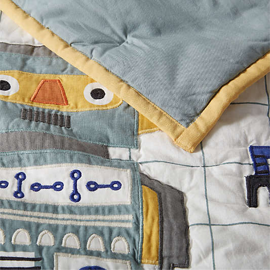 Kids Modern Robot Organic Cotton Quilt