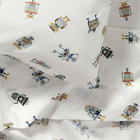 Stay Cool Modern Robot Organic Cotton Kids Twin Sheet Set