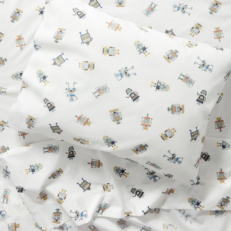 Modern Robot Organic Cotton Kids Twin Sheet Set