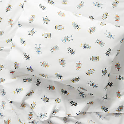 Stay Cool Modern Robot Organic Cotton Kids Twin Sheet Set