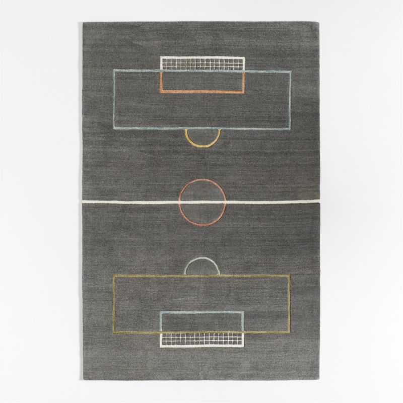 Modern Soccer Field Wool Charcoal Kids Colorful Area Rug 8x10 Reviews   ModSoccerField6x9RugTPSSF23