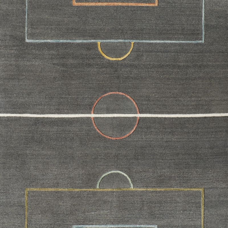 Modern Soccer Field Wool Charcoal Kids Colorful Area Rug 5'x8' - image 2 of 6